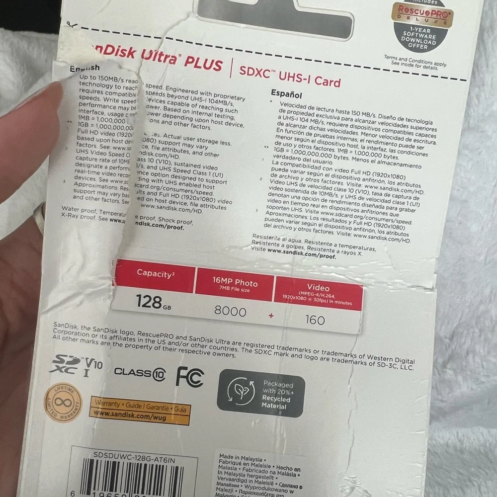 brand new san disk ultra plus 128 GB memory card